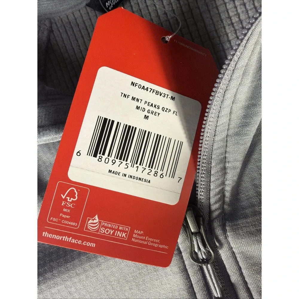 NWT The North Face Mountain Peaks 1/4 Zip Fleece Men M Gray Hired Logo